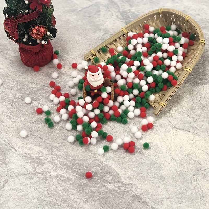 200 Mixed Christmas Pom Poms Craft Balls for DIY Decorations