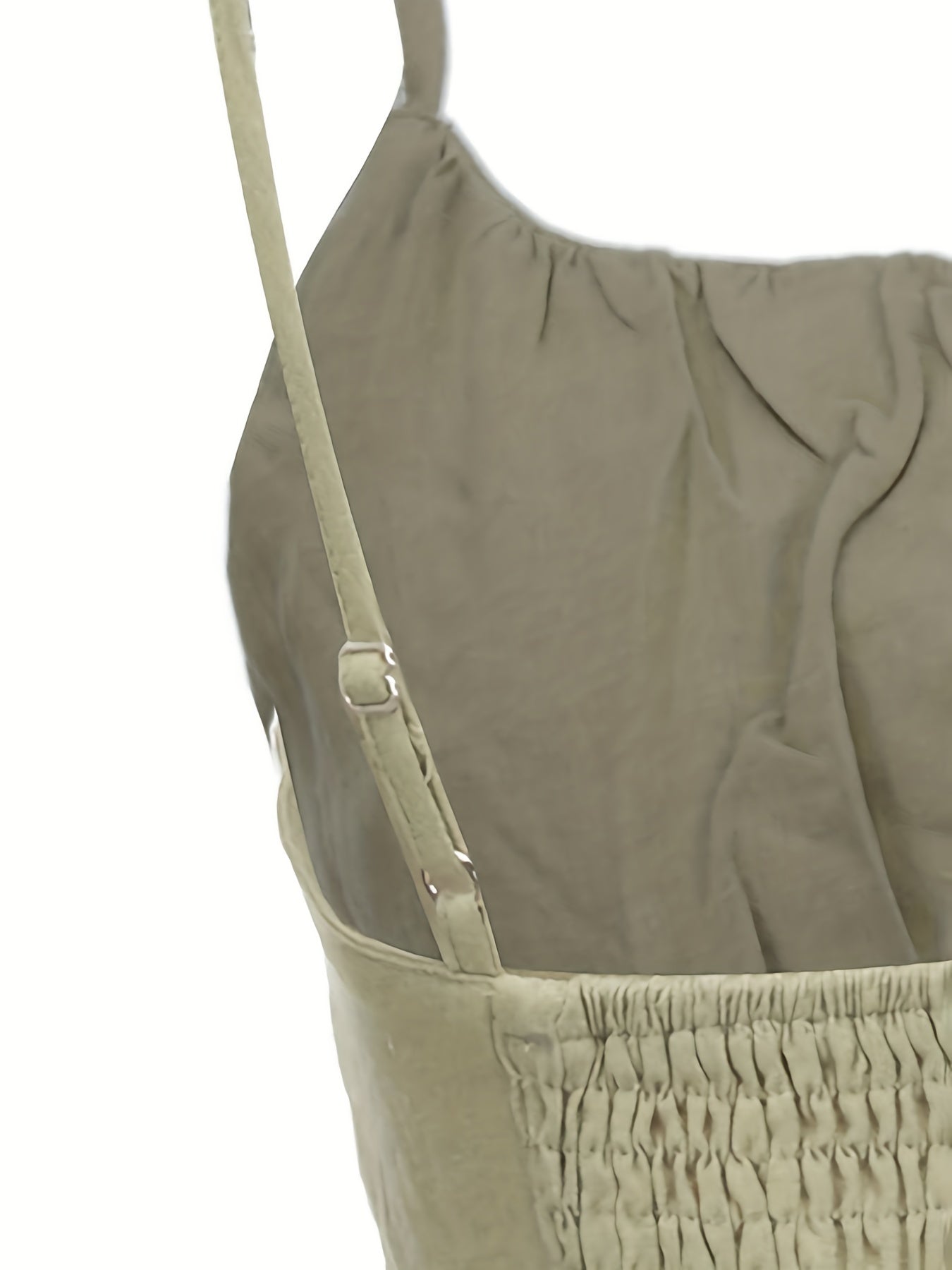 Solid Pleated Crop Cami Top Shirred Back