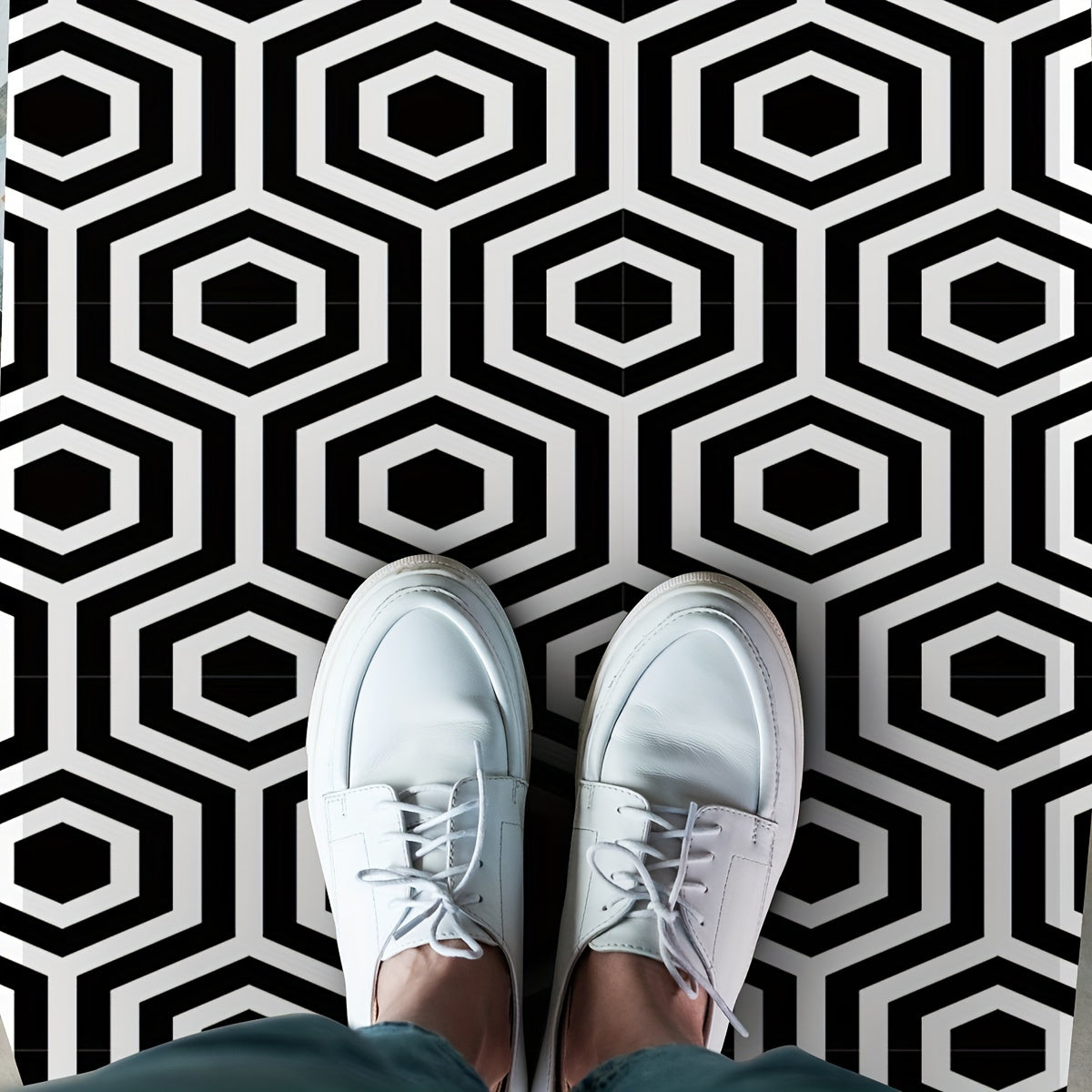 12pcs Moroccan Style Polygon Floor Tile Stickers