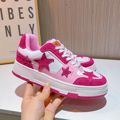 Women's Star Pattern Board Shoes Lace Up Outdoor Sneakers