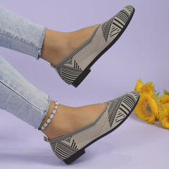Women's Knit Slip On Comfort Flats Soft Sole Casual Walking Shoes