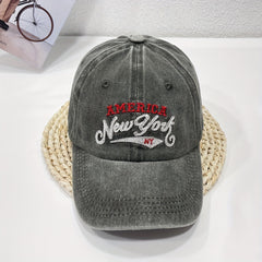 YORK Embroidery Baseball Cap Vintage Washed Distressed Cotton Dad Hat Unisex