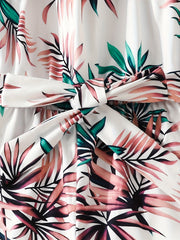 Girls' Leaf Print Halter Romper With Belt
