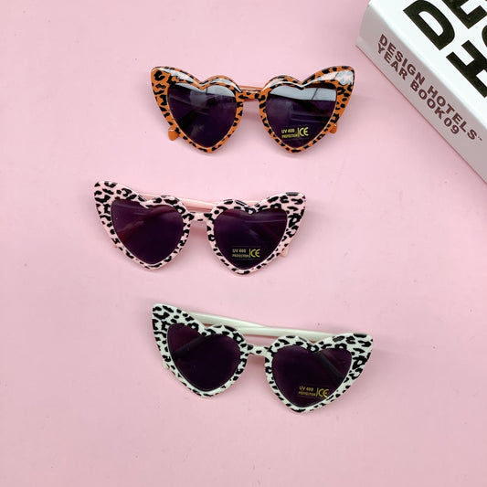 Leopard Heart Shaped Sunglasses for Girls
