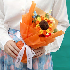 1pc Crochet Wool Eternal Flower Sunflower Bouquet Gift Handicraft