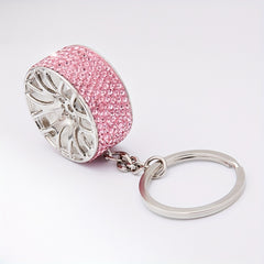 Car Wheel Rhinestone Keychain Key Ring Pendant Car Ornament
