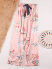 Heart Print Satin Sleep Bottoms Women's Sleepwear