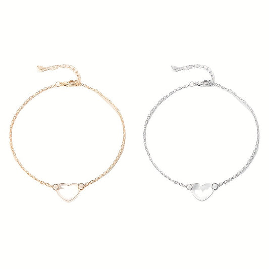 Heart Decor Chain Bracelet for Girls Daily Wear