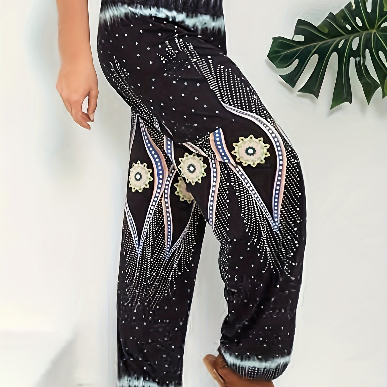  Geometric Print Harem Trousers
