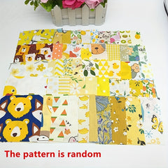 50pcs Yellow Patchwork Fabric for DIY Doll Clothes Sewing Supplies