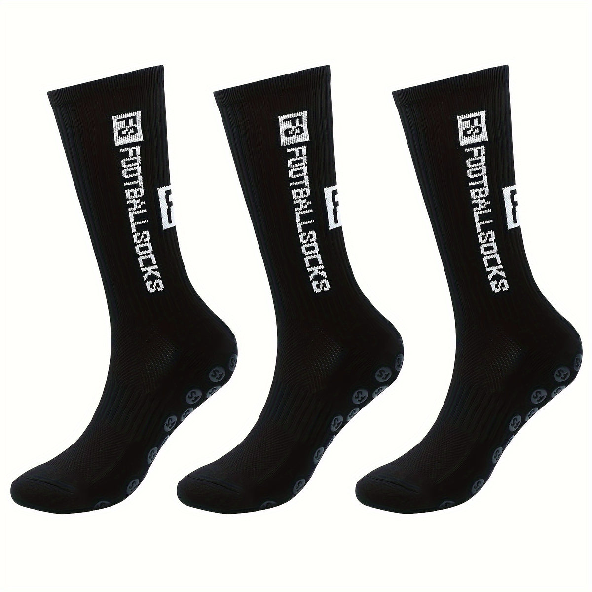 3 Pairs Silicone Dots Non Slip Football Socks Crew Socks for Soccer Running
