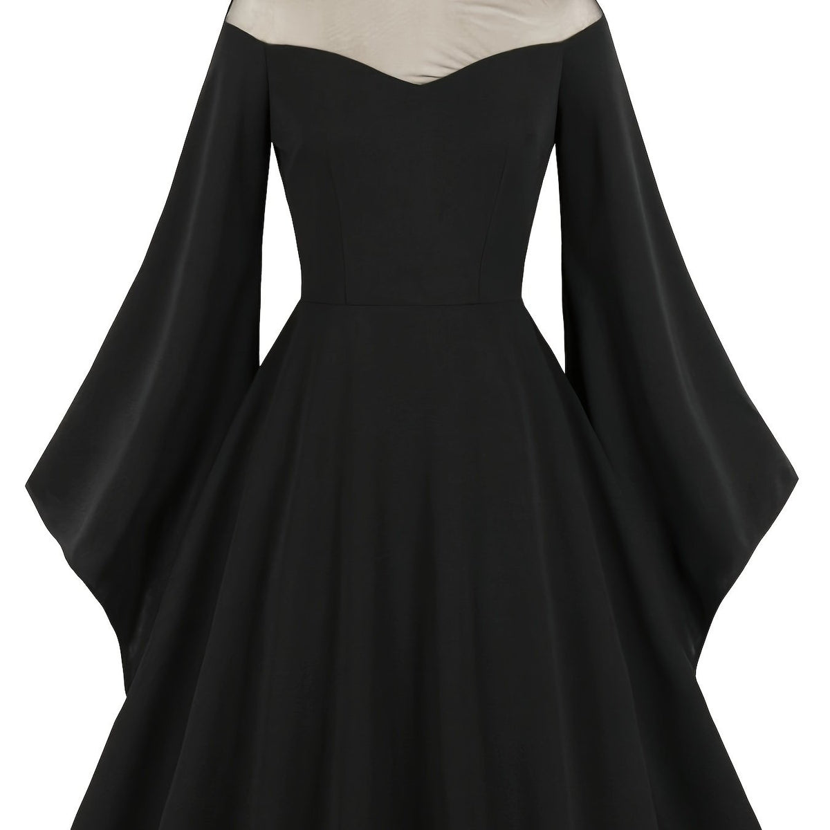  Gothic Dress Mesh Bell Sleeve Swing Party Dress