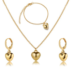 Heart Jewelry Set Pendant Necklace Bracelet Earrings for Women