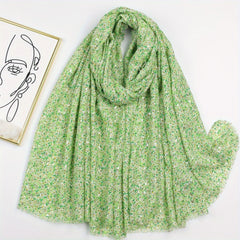 Hot Stamping Floral Scarf Boho Frayed Edge Shawl