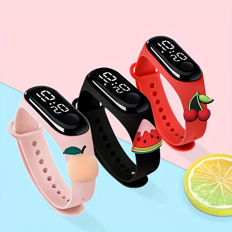 3pcs Fruit Garden Electronic Watch Gift Set for Students