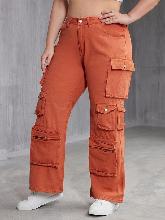  Wide Leg Cargo Jeans with Pockets