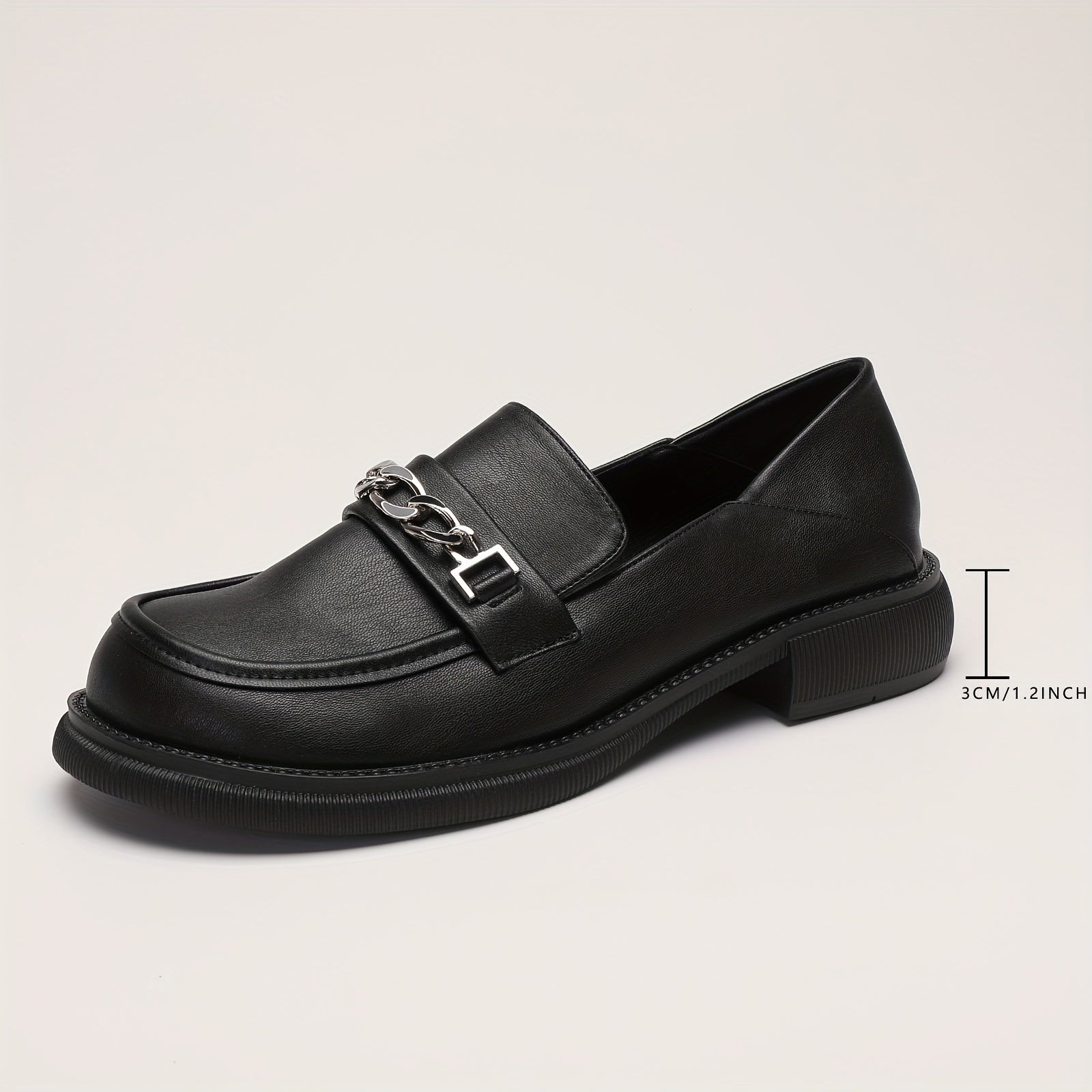 Women's Chain Decor Loafers Thick Sole Slip On Casual & Preppy Shoes