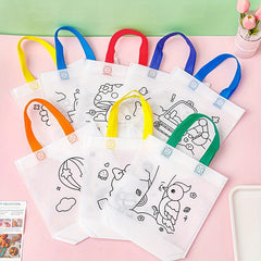 8pcs Japanese Style DIY Graffiti Art Tote Bags Hand Painted Document Holders