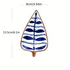 Leaf Shape Ceramic Appetizer Plate Dipping Bowl for Snacks & Sauces