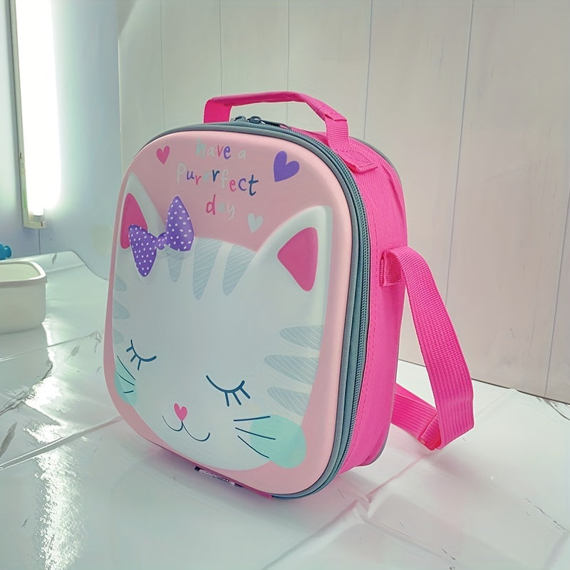 3D Cartoon Cat Pattern Insulated Lunch Bag for Teens and Workers