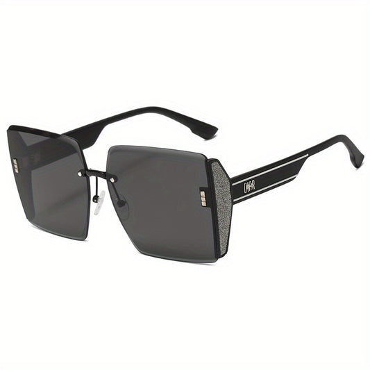 Gradient Oversized Rimless Sunglasses Retro Style Outdoor Glasses