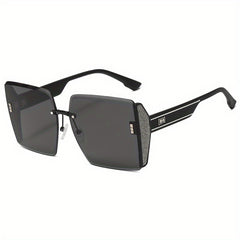 Gradient Oversized Rimless Sunglasses Retro Style Outdoor Glasses