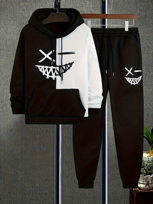 Men's Pocket Hoodie & Sports Trousers Set for Spring & Autumn