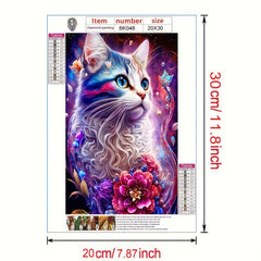 DIY Flower Word Cat Diamond Painting Kit