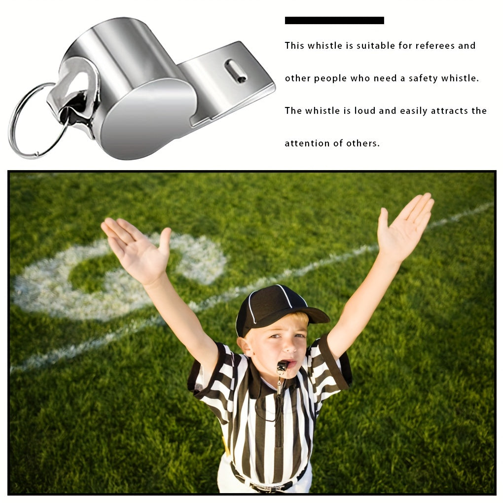 2pcs Stainless Steel Referee Whistles with Lanyard