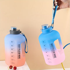 2200ml Heavy Duty Water Bottle With Time Marker, Portable Water Jug