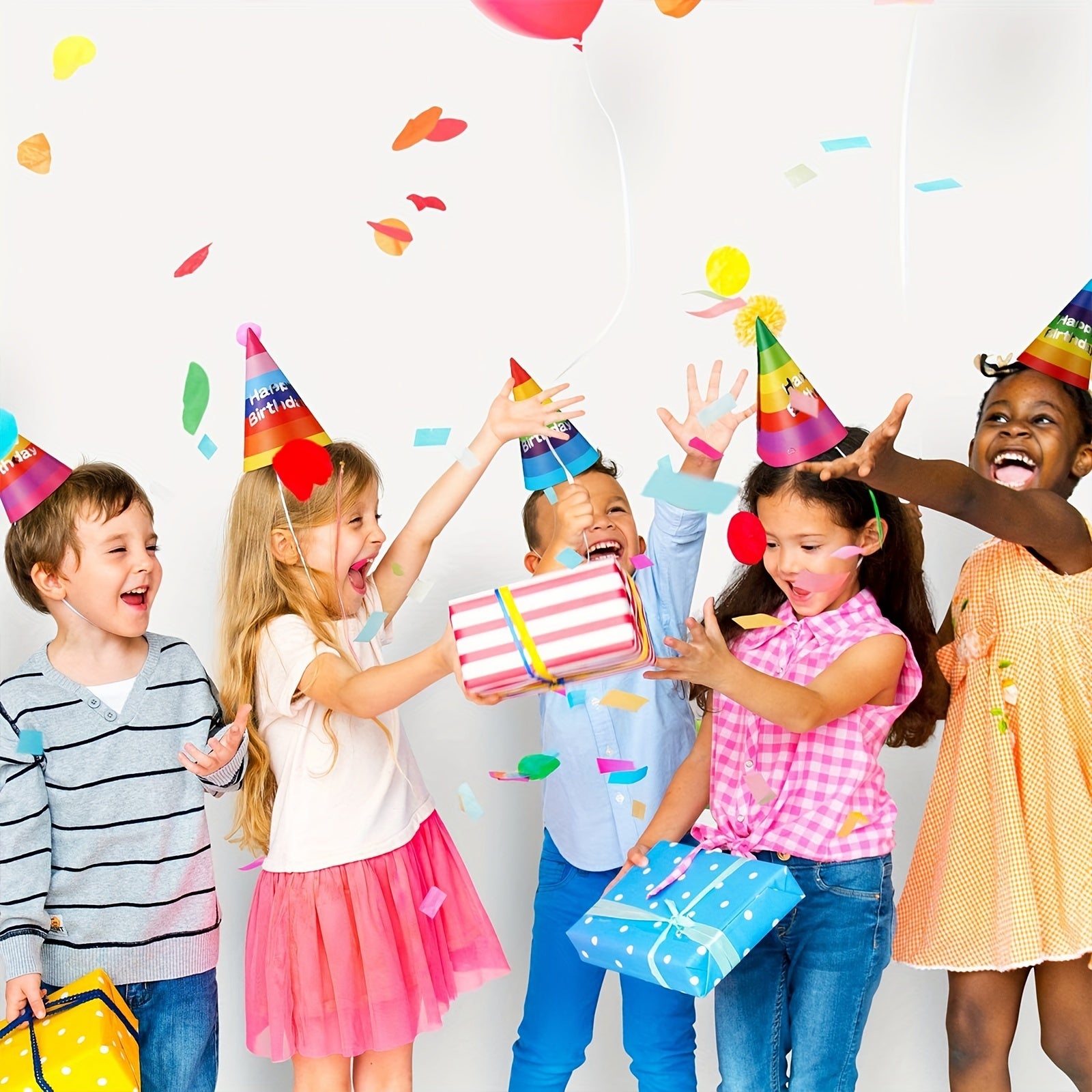 10pcs Rainbow Birthday Hats Colorful Party Decorations Small Gift