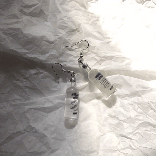 Y2K Vodka Wine Bottle Drop Dangle Earrings Resin Simulation Transparent