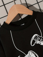 Gamepad Boys Pullover Sweatshirt Long Sleeve Crew Neck Tops