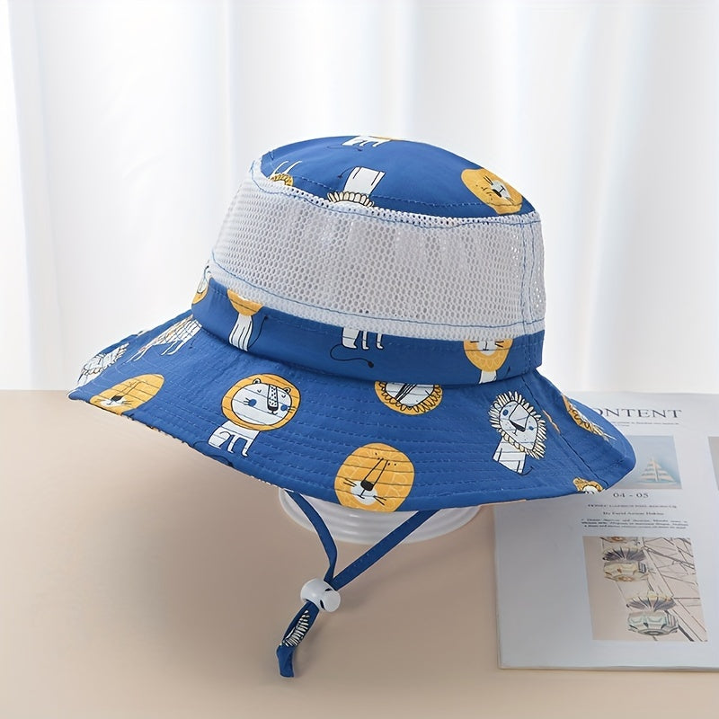 Kids Cartoon Fisherman's Hat Sunscreen Mesh Bucket Cap