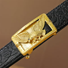 Men's Pattern Texture Belt with Automatic Buckle Vintage Style