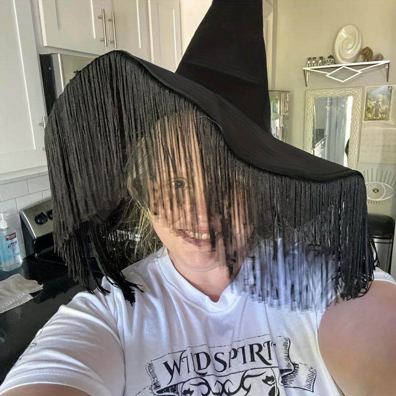 Gothic Tassel Witch Hat Halloween Costume Accessory