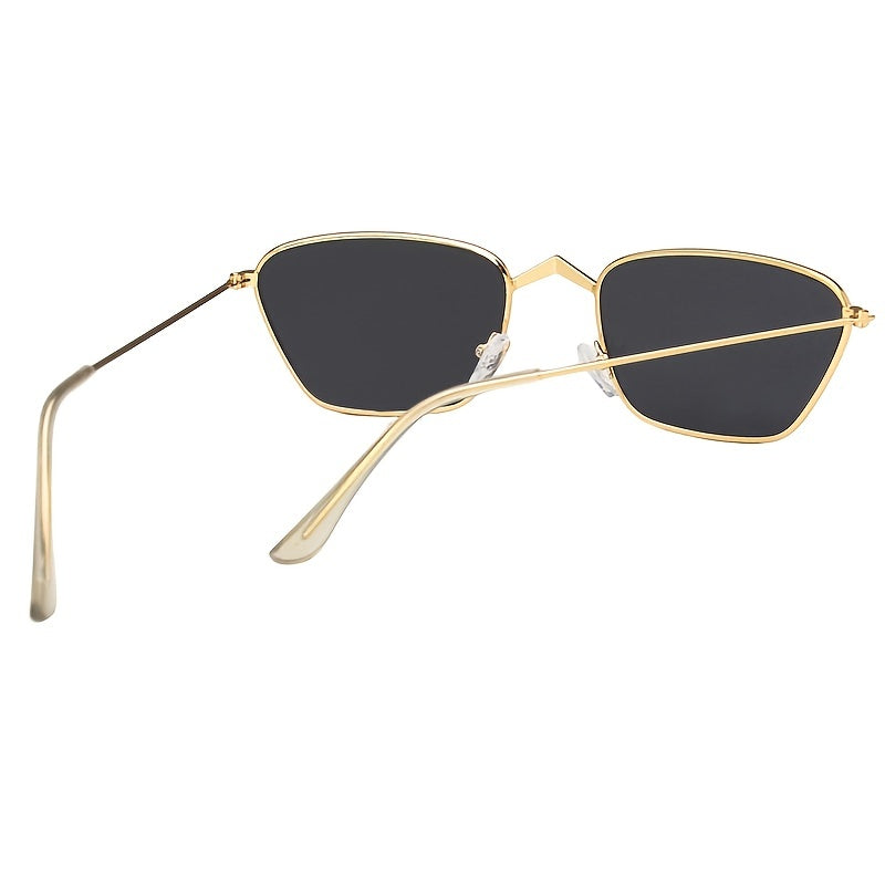 Vintage Small Cat Eye Sunglasses Metal Frame Rectangle Sun Glasses