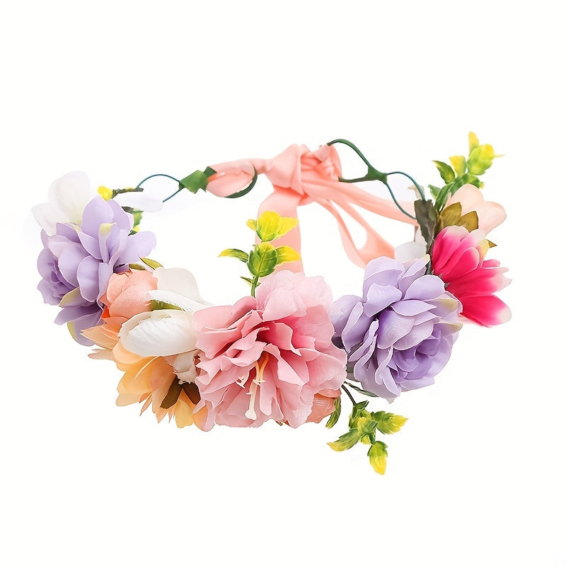 Boho Style Floral Wreath Hair Band Women's Accessories