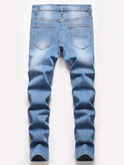 Boys Ripped Denim Jeans Long Straight Pants