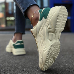 Women's Mesh Chunky Sneakers Lace Up Low Top Sports Shoes
