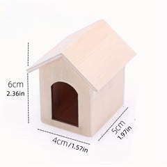 Wooden Dog House Model Toy with Puppy for Dollhouse Decor