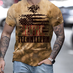 Flag Letter Print Men's Short Sleeve Graphic Tee