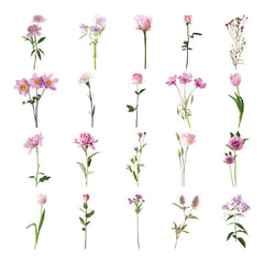 40pcs Floral Stickers Pack Waterproof Transparent PET for Bullet Journal DIY