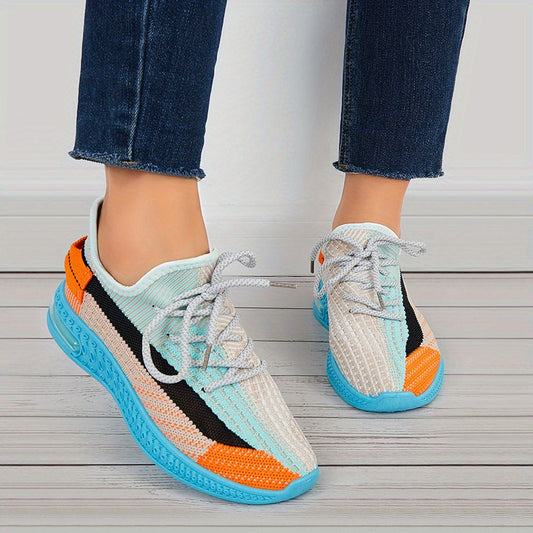 Women's Lace Up Sneakers Flying Woven Mesh Outdoor Running Shoes