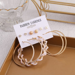 Vintage Rhinestone Stud Earrings Set for Women