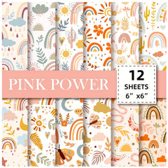 12pcs Bohemian Rainbow Series Background DIY Scrapbook Paper