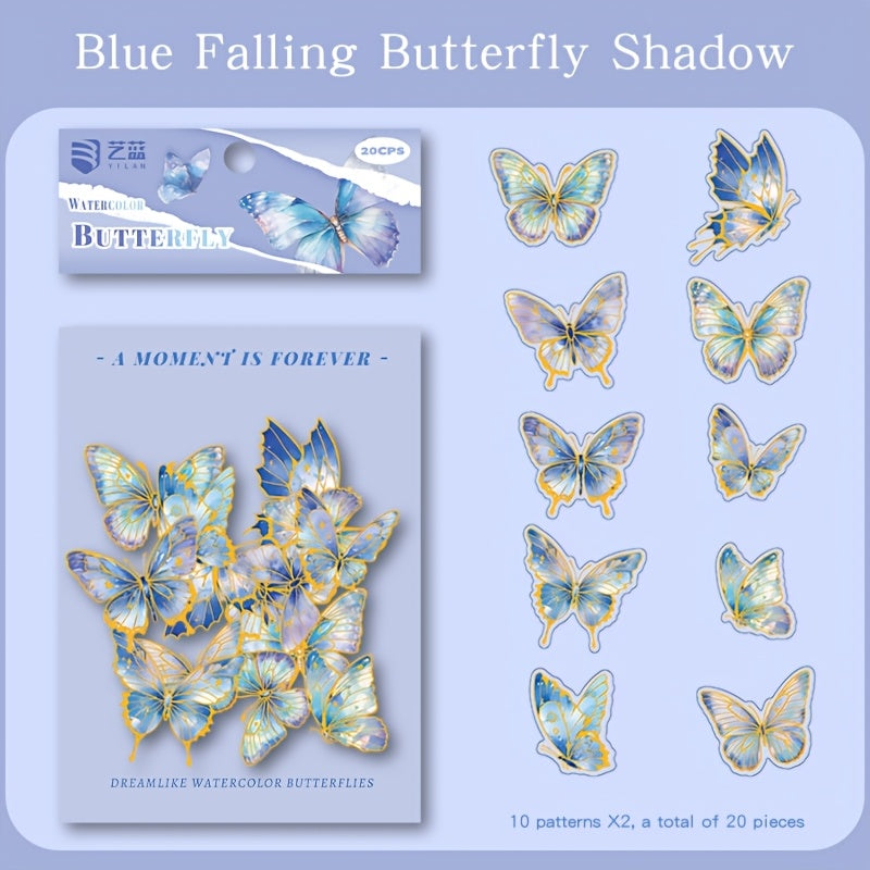 20pcs Butterfly Stickers Self Adhesive Golden Foil for Journals Laptop