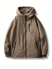 Men's Lightweight Hooded Windbreaker Jacket Zip Up Coat
