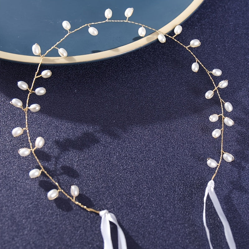 Boho Pearl Hair Vine Headpiece for Brides