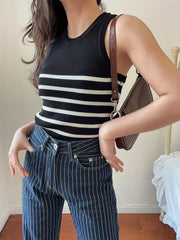 Striped Print Tank Top Sleeveless Summer Top